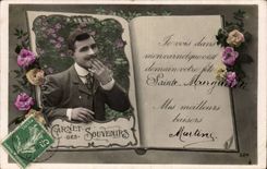 Fantasy - Man - notebook of the Souvenirs - Sainte Marguerite Handsome man with handlebar mustache - CPA