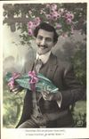 CPA Fantaise Man Easter Easter April 1st fish