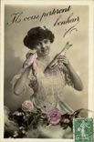 CPA Fantaise Woman Easter Easter April 1st fish