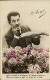 CPA Fantaise Man Easter Easter April 1st fish