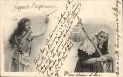 CPA Fantaisie Femme J'apporte l'esperance 1902 1901