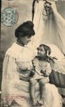 CPA Phantasiefrau und -kind der Pater (Gebet)