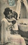 CPA Phantasiefrau und -kind der Pater (Gebet)