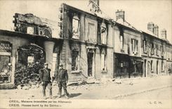 Creil CPA Maisons incendiees par les allemands