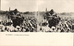 Stereoscopic sights Algeria Biskra CPA the departure for Fantasia
