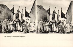Stereoscopic sights Algeria Biskra CPA Carrying flags