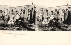 Stereoscopic sights Algeria Biskra CPA Market with vegetables