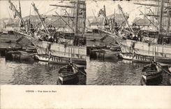 Stereoskopischer Anblick Italien Italien Genua CPA gesehen in den Hafen