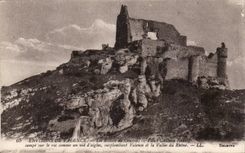 Surroundings of Valence CPA the ruins of CRussol Vieux feudal castle camp on the rock like an eyrie