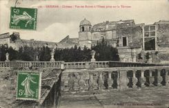 Grignan CPA Schloss gesehen von den Ruinen im Westen genommen auf der Terrasse