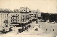 Valence CPA Panorama of the place of the Republic (train)