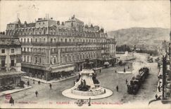 Valence CPA Panorama of the place of the Republic (train)