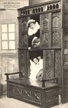 In Brittany CPA Around the closed bed (folklore caps costume)