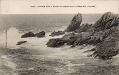 Penmarch CPA Details der Wellen zu den Felsen der Opfer