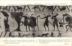 Tapestry of the queen Mathilde Bayeux CPA Guillaume informs of the message of Edouard the confessor