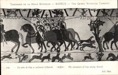 Tapestry of the queen Mathilde Bayeux CPA the continuation of Guy seizing himself of Harold