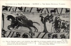 Tapestry of the queen Mathilde Bayeux CPA Guy not being returned has this invition