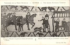 Tapestry of the queen Mathilde Bayeux CPA the escort of Harold to the door of the castle of Guillaume has Rouen