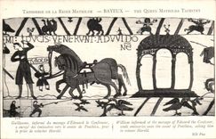 Tapestry of the queen Mathilde Bayeux CPA Guillaume informs of the message of Edouard the Confessor