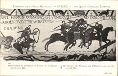 Tapestry of the queen Mathilde Bayeux CPA Harold saves the Norman ones and the army of Guillaume market towards Dol