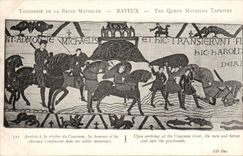 Tapestry of the queen Mathilde Bayeux CPA Arrive at the river of Couesnon
