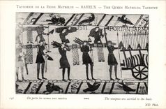 Tapestry of the queen Mathilde Bayeux CPA One carries the weapons to the ships