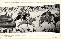 Tapestry of the queen Mathilde Bayeux CPA One assembles in saddle the riders