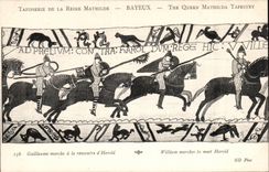 CPA Tapisserie des Marktes der Konigin Mathilde Bayeux Guillaume mit der Sitzung von Harold