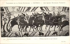 CPA Tapisserie des Marktes der Konigin Mathilde Bayeux Guillaume mit der Sitzung von Harold