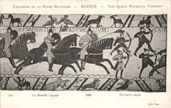 CPA Tapisserie der Konigin Mathilde Bayeux das der Kampf sich engagiert