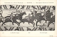 CPA Tapisserie der Konigin Mathilde Bayeux das der Kampf sich engagiert