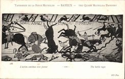 CPA Tapisserie der Konigin tote Mathilde Bayeux von den Brudern des Konigs Harold