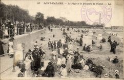 Saint Nazaire - the Beach and the Boulevard of the Ocean - CPA