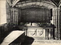 Guerande - Interior of the Collegial one - the Crypt - Tomb of Tristan de Carne - CPA