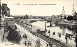 Nantes - Sight on the Loire and Train station of Orleans taken of the Castle - CPA