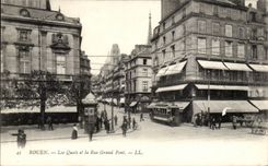 Rouen - Quays and the Street Large Bridge - CPA