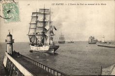 Le Havre - Eingang des Hafens zu der Zeit der Gezeiten - CPA
