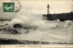 Treport - der Pier durch schweres Wetter - CPA