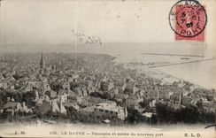 Le Havre - Panorama und Eingang des neuen Hafens - CPA