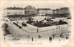 Le Havre - das Platz gambetta und das Theater - CPA