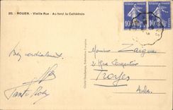 Rouen CPA Old street At the bottom the cathedral