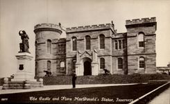 Great Britain CPA The castle and Flora Mac Donal's statue Inverness 