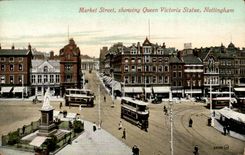 Great Britain CPA Market street Showing Queen Victori Statue Nottingham