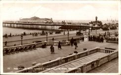 Grande Bretagne Great BRitain CPA SAquarium Sun terrace and palace Pier Brighton