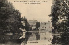 Bar on Seie CPA a corner of the Seine mills the bridge and the church Saint Etienne (millet)