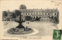 Troyes - Fountain Argence and Lycee - 1913 CPA