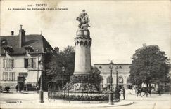 Troyes CPA the monument of the children of the paddle and Train station