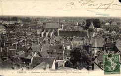 TRoyes CPA Panorama taken of the madeleine towards the church Saint Jean