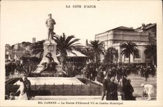 Cannes CPA Statue the Edouard VII and municipal casino