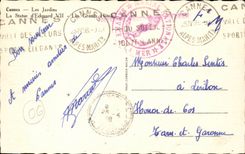 Cannes CPA gardens Statue the Edouard VII large hotels